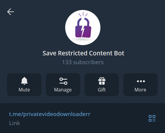 Save Restricted Content Bot on Telegram — 133 subscribers, t.me/privatevideodownloaderr